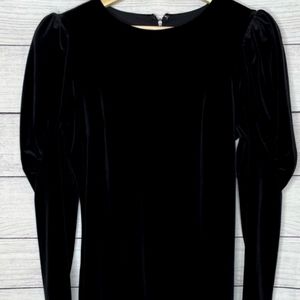 Express Black Velvet Padded Shoulder Dress L